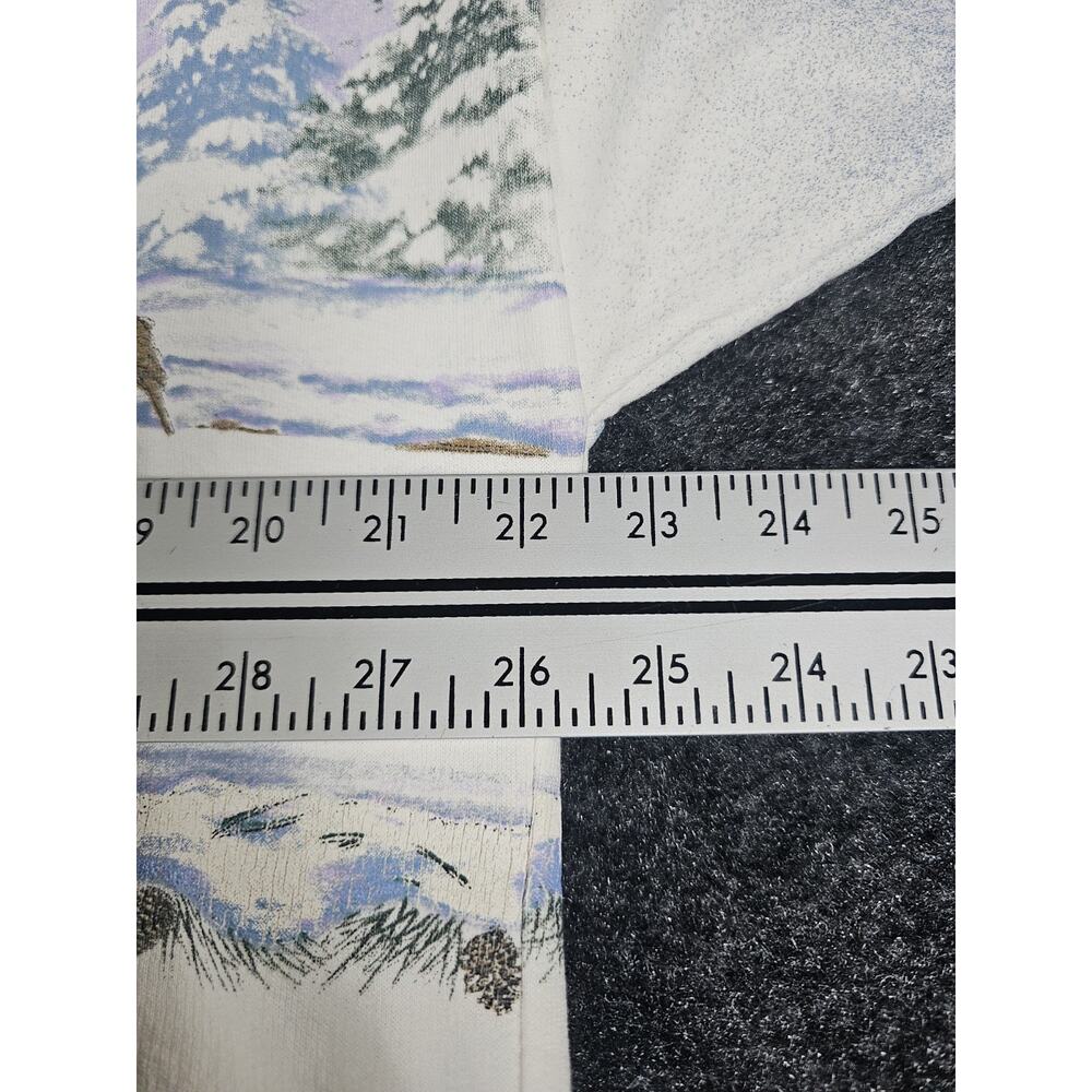 Vintage Artisans Sweatshirt Large XL White Fleece Winter Scene Birds Rabbits - Picture 7 of 10